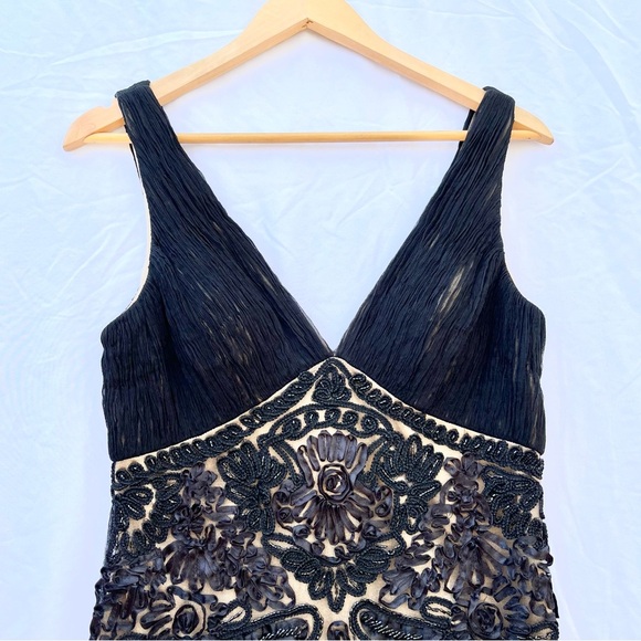 SUE WONG | VINTAGE BEADED LACE ILLUSION SLEEVELESS COCKTAIL DRESS SIZE 10 - Picture 2 of 7